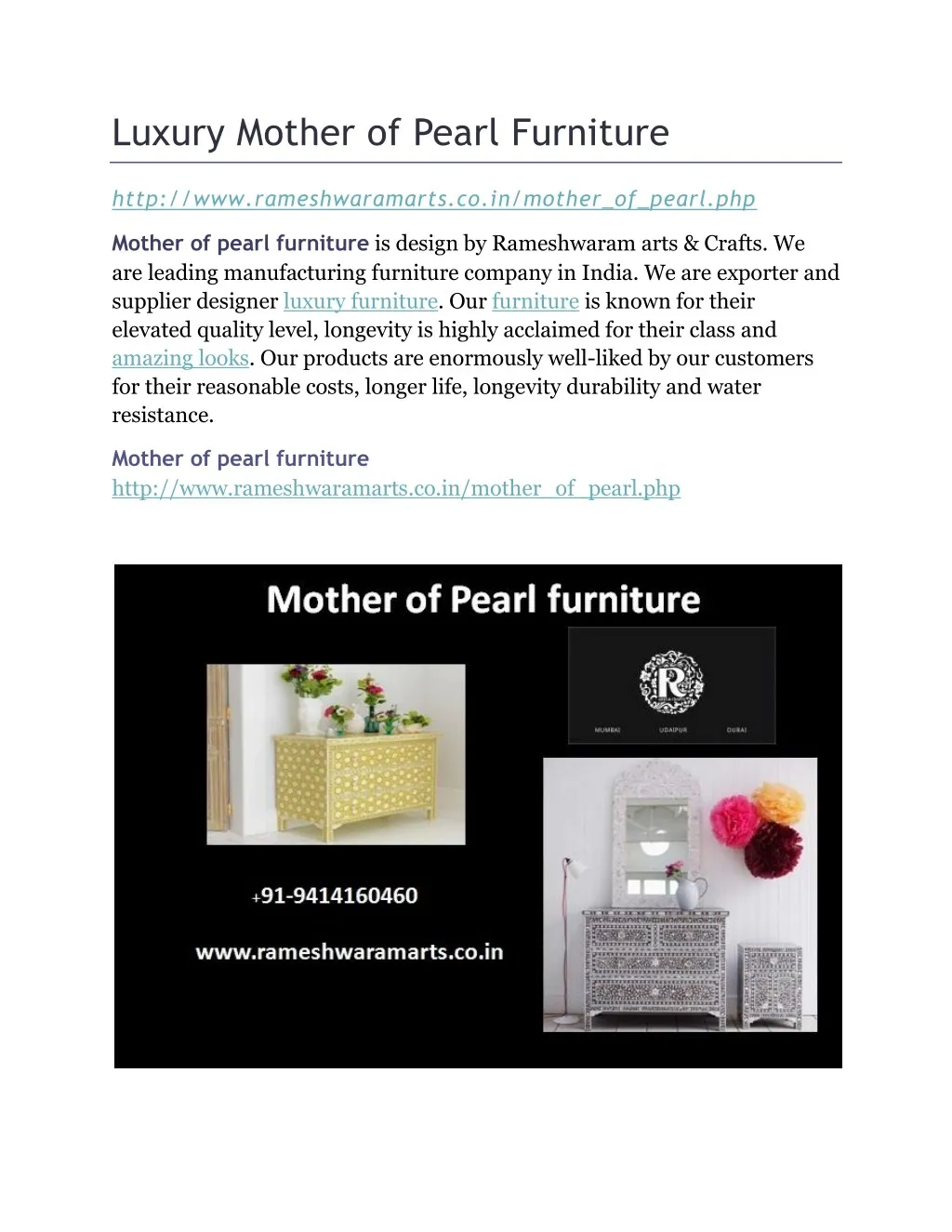 luxury mother of pearl furniture