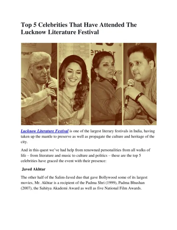 Lucknow Literature Festival - Literature Festival in Lucknow