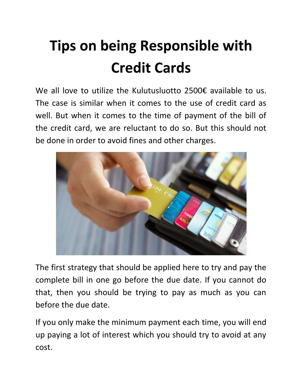 tips on being responsible with credit cards