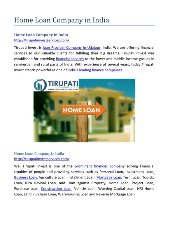 Home Loan Company in India