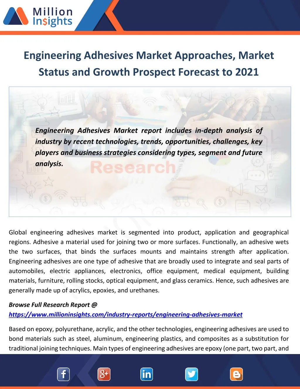 engineering adhesives market approaches market