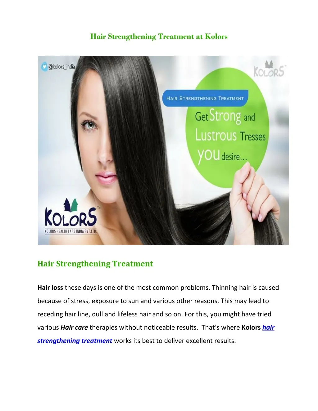 hair strengthening treatment at kolors