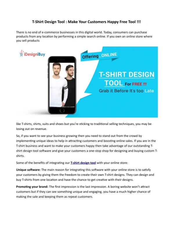 T-Shirt Design Tool : Make Your Customers Happy Free Tool !!!