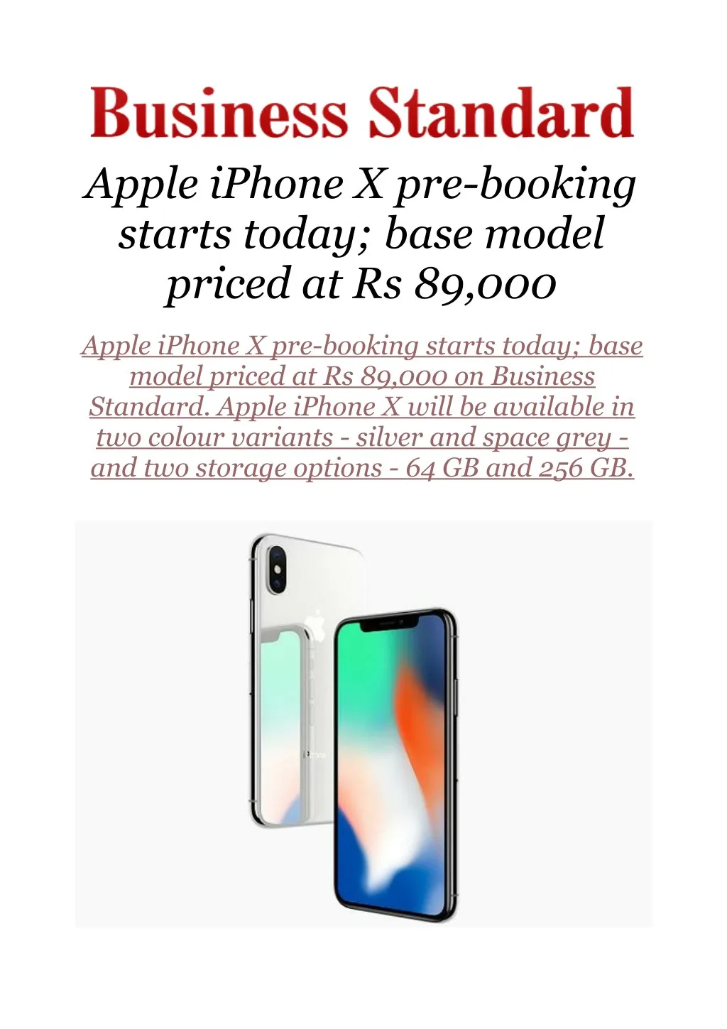 apple iphone x pre booking starts today base