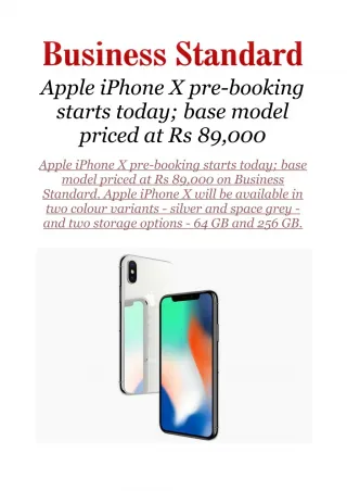 Apple iPhone X pre-booking starts today; base model priced at Rs 89,000 - slide 1