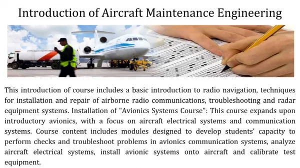 Admission Aircraft Maintenance Engineering Course