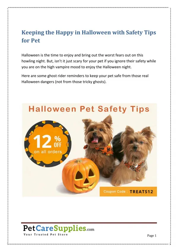 Keeping the Happy in Halloween with Safety Tips for Pet