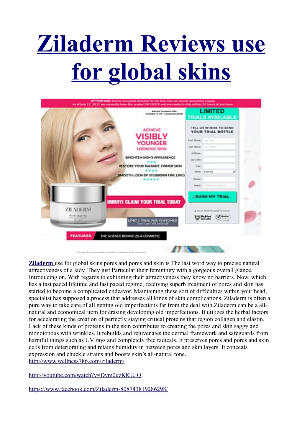 ziladerm reviews use for global skins