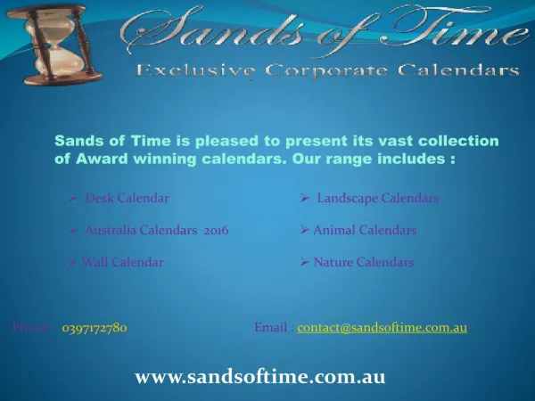 Sands of Time- Buy Calendars Online in Australia
