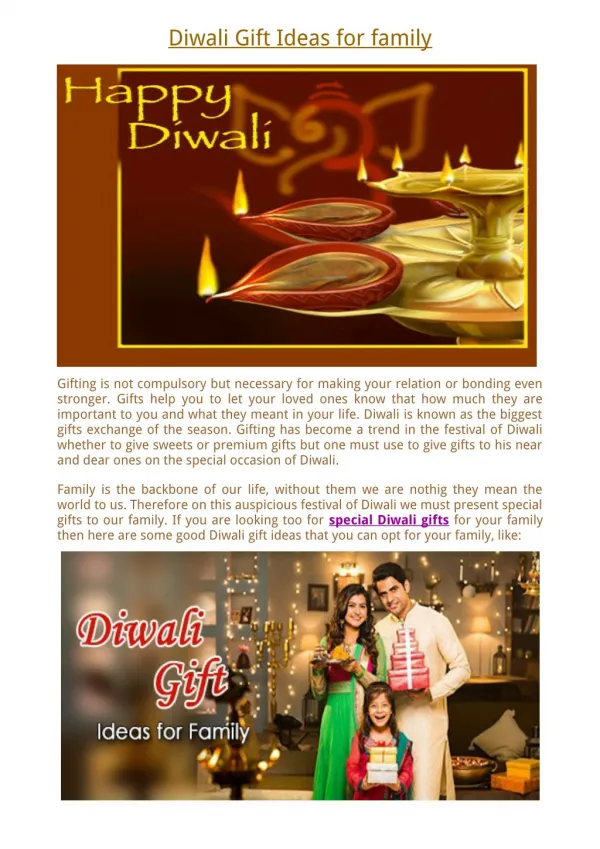 Diwali Gift Ideas for family