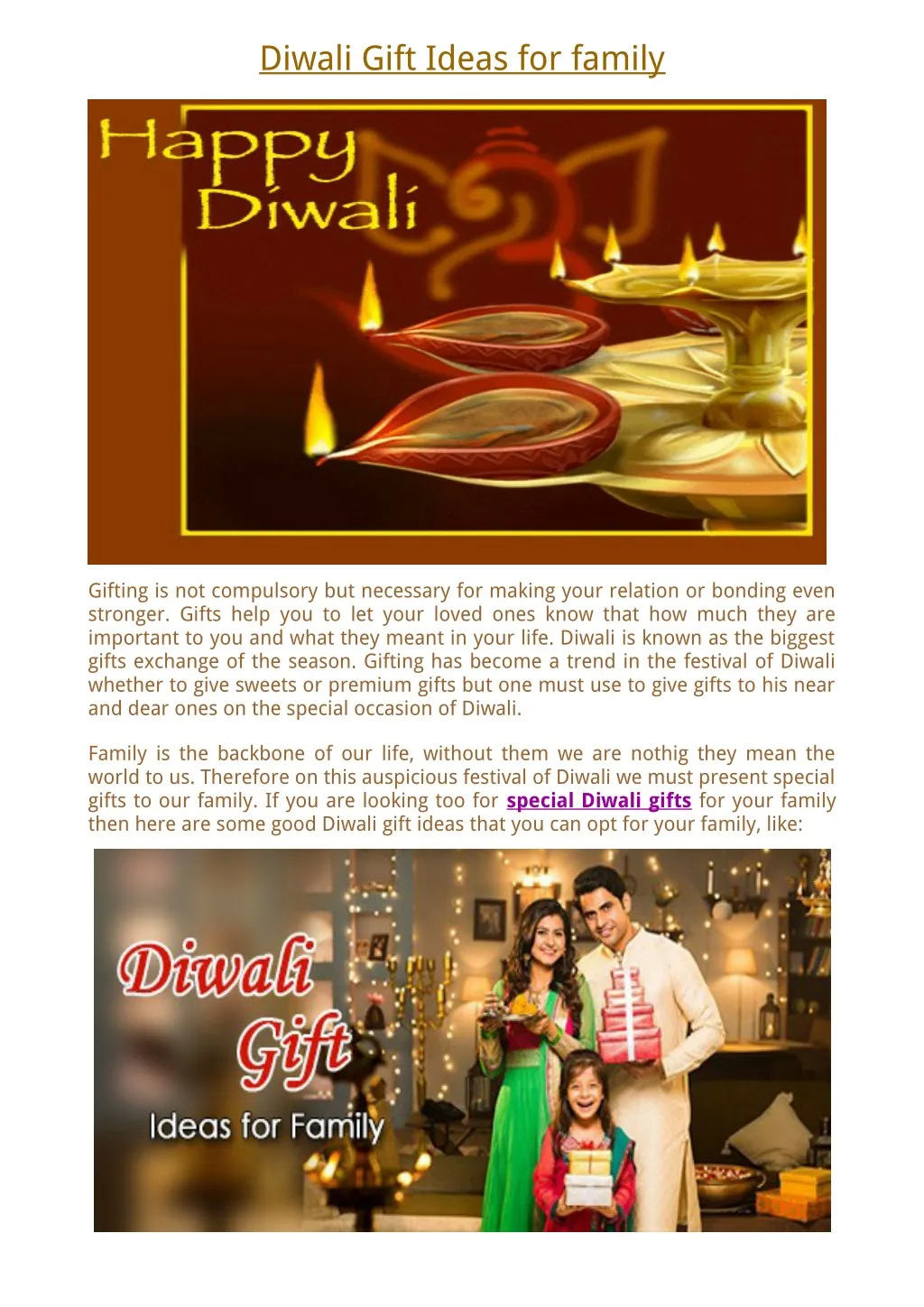 diwali gift ideas for family