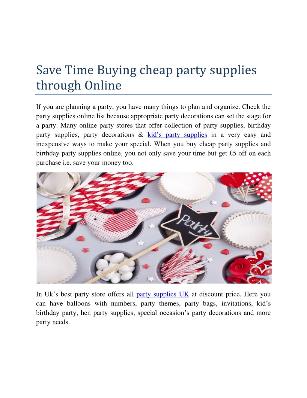 save time buying cheap party supplies through