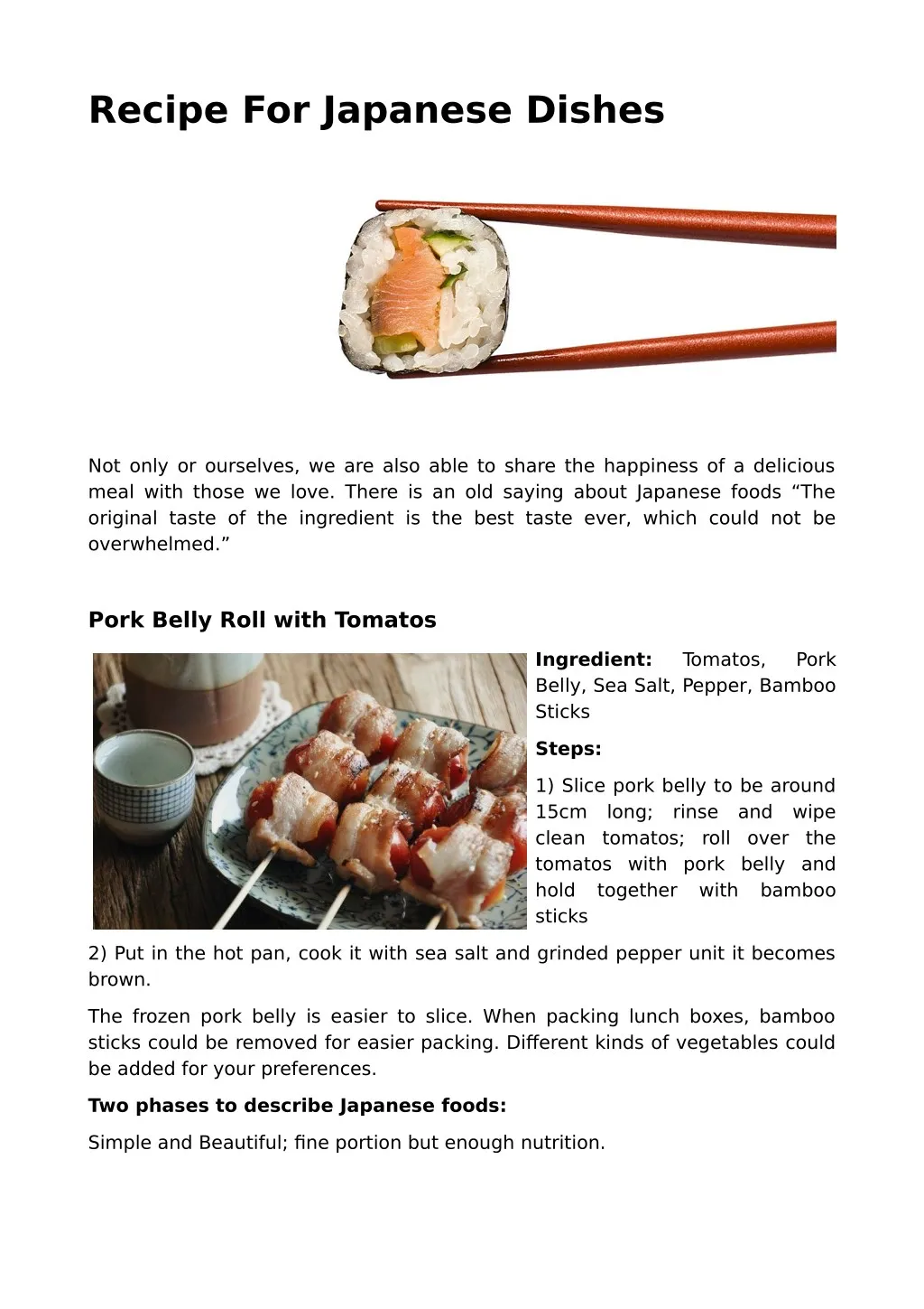 recipe for japanese dishes