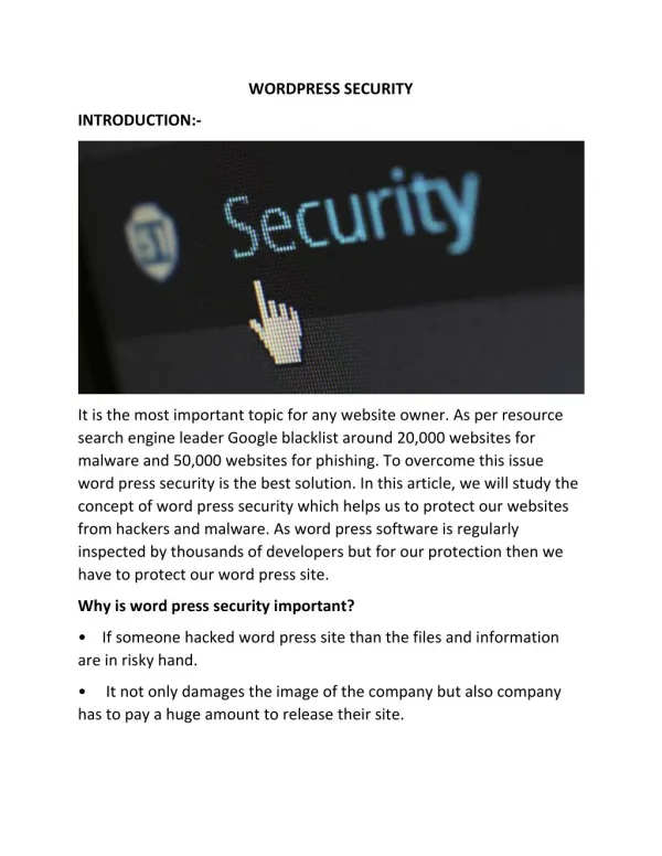 Word press Security