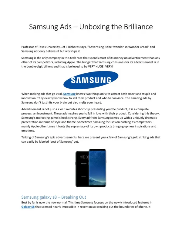 Samsung Ads – Unboxing the Brilliance