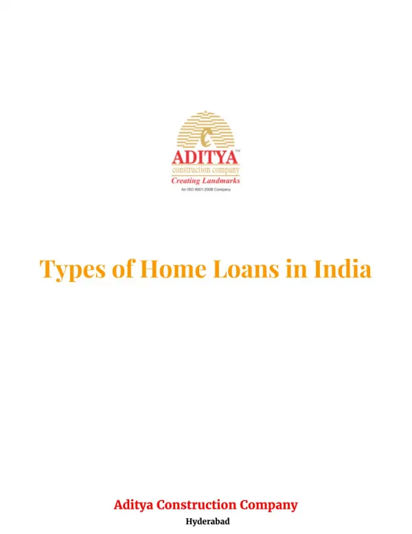 Types of Home Loans in India