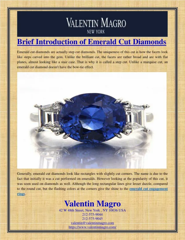Brief Introduction of Emerald Cut Diamonds