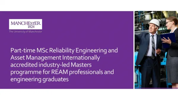 Part-time MSc Reliability Engineering and Asset Management