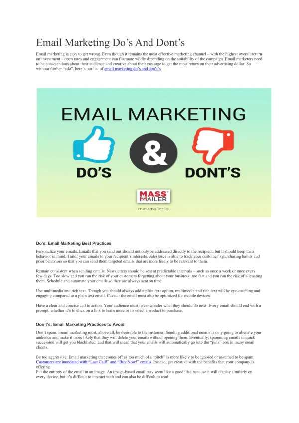 Email Marketing Do’s And Dont’s