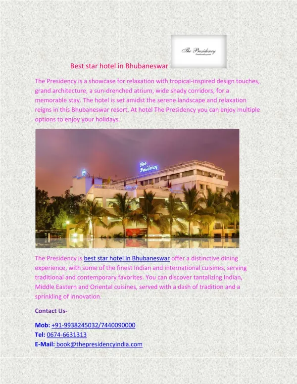 Best star hotel in Bhubaneswar