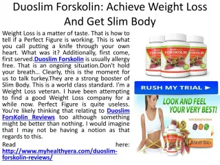 Duoslim Forskolin: Achieve Weight Loss And Get Slim Body