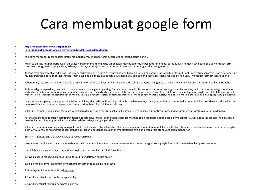 cara membuat google form