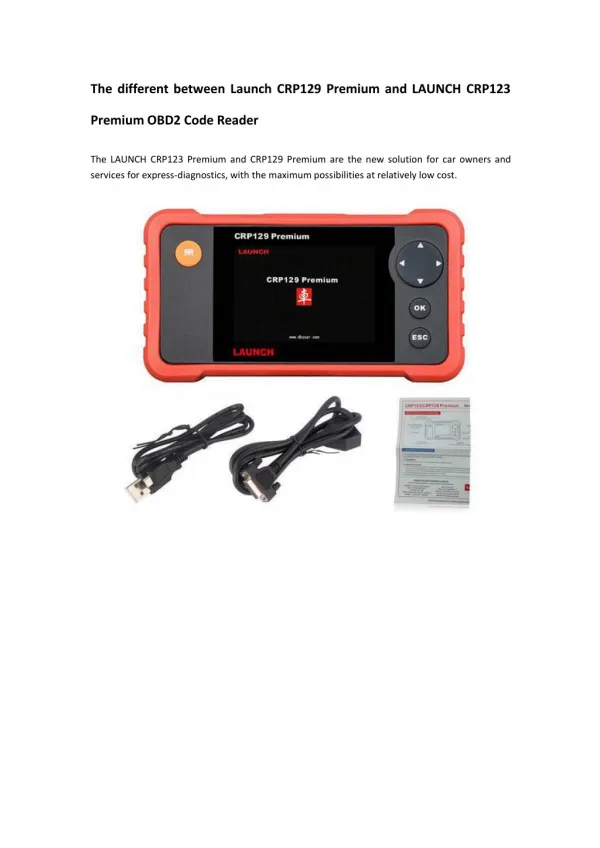 The different between Launch CRP129 Premium and LAUNCH CRP123 Premium OBD2 Code Reader