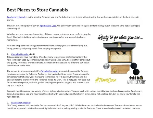 Best Places to Store Cannabis