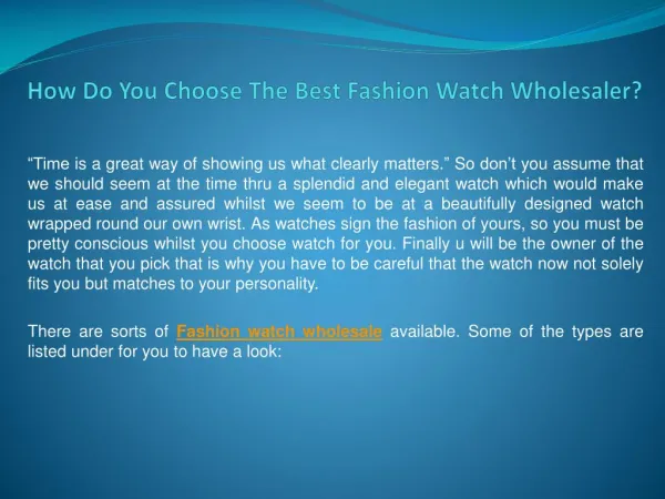 How Do You Choose The Best Fashion Watch Wholesaler?