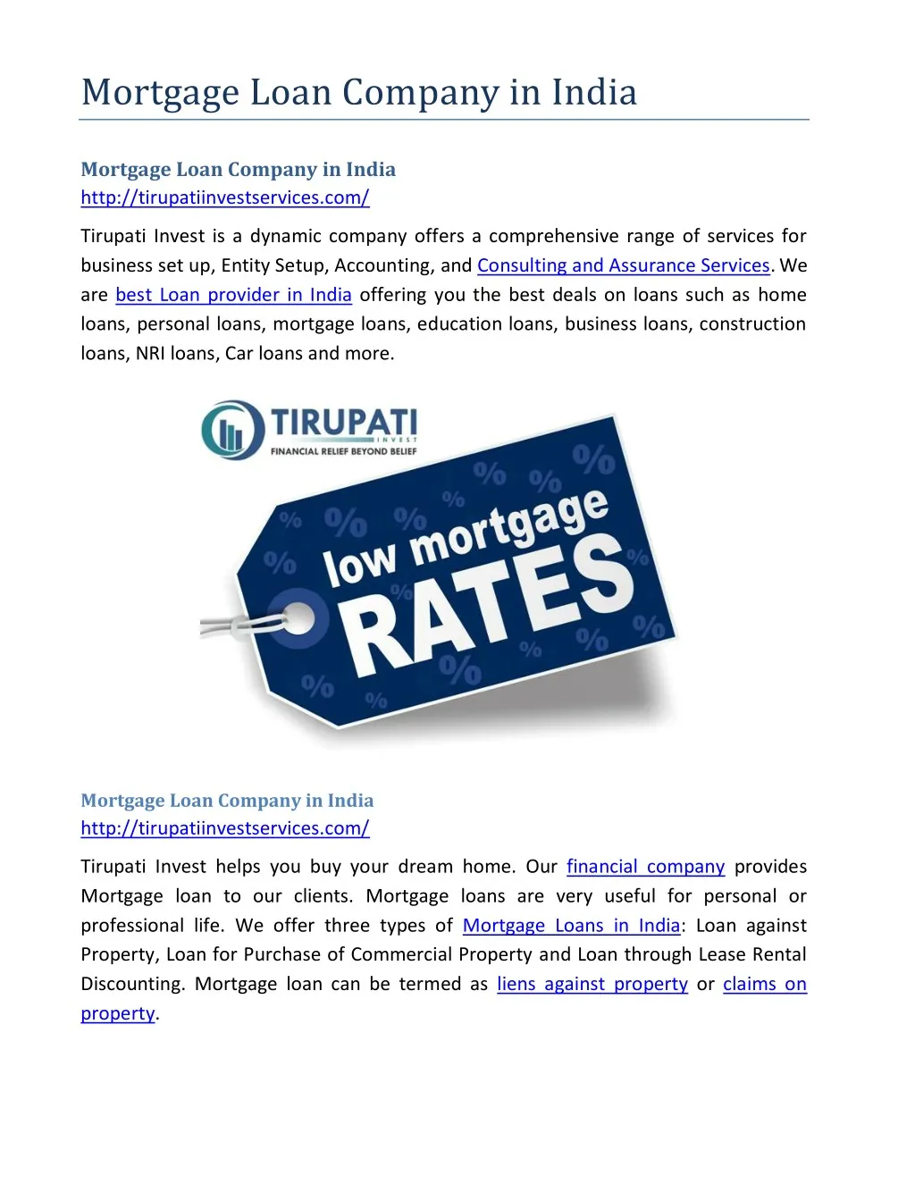 mortgage loan company in india