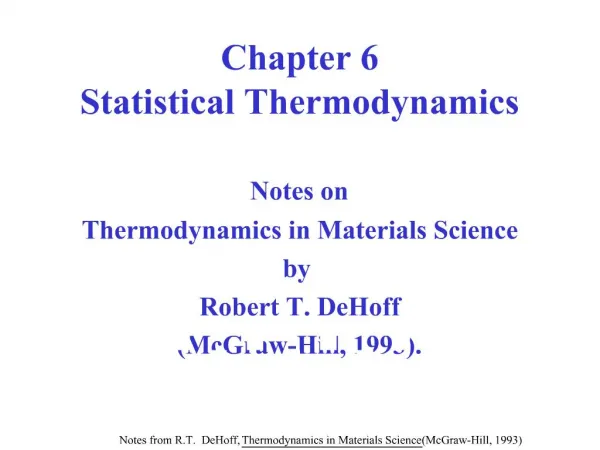Chapter 6 Statistical Thermodynamics