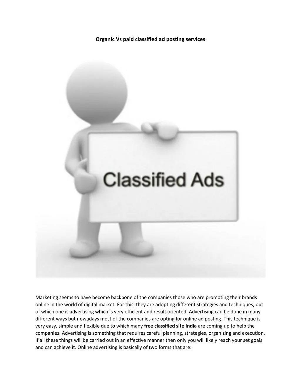 organic vs paid classified ad posting services