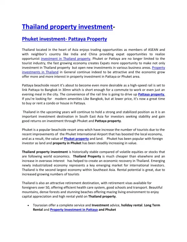 Thailand property investment-