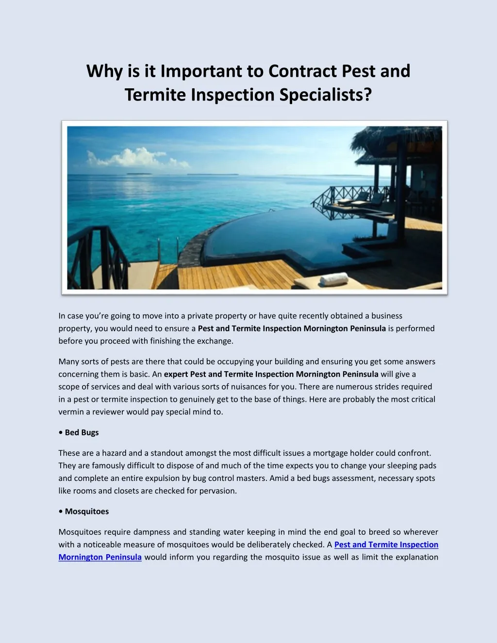 why is it important to contract pest and termite