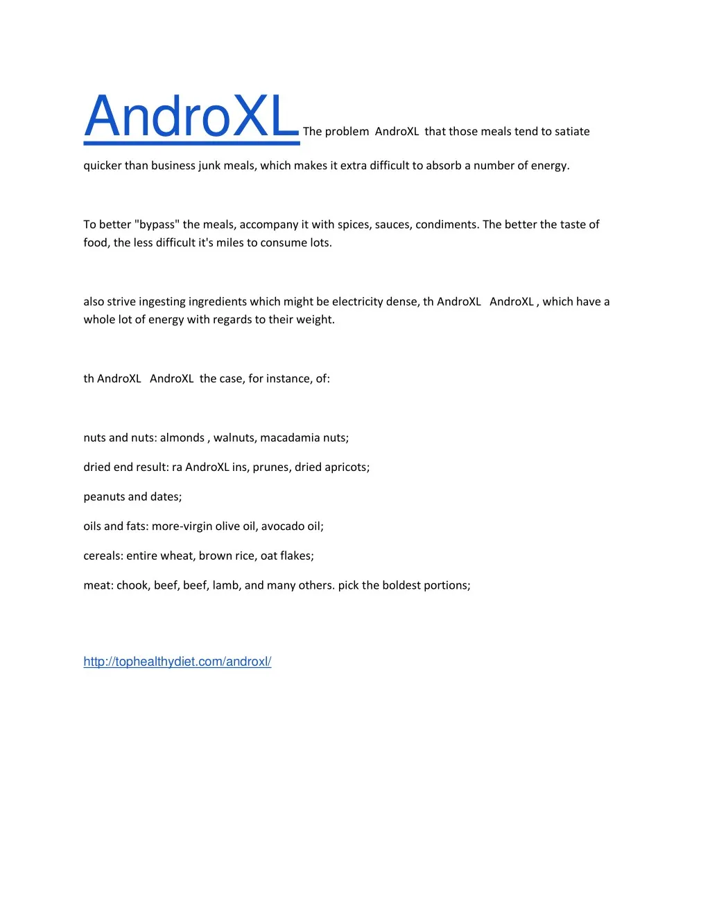 androxl the problem androxl that those meals tend