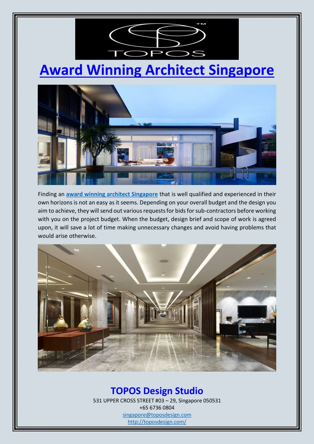 award winning architect singapore
