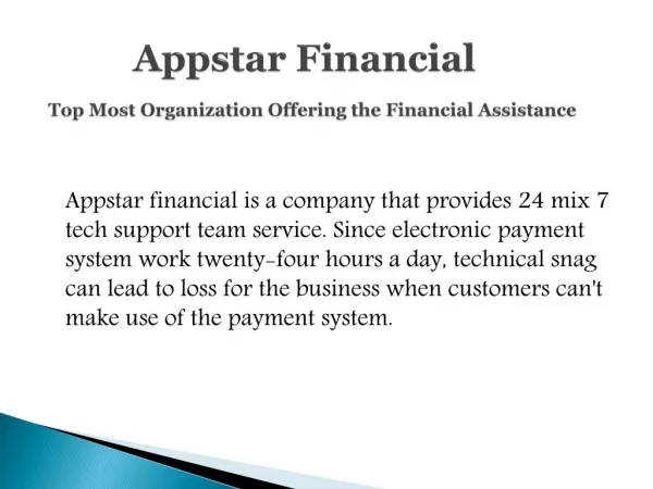Appstar Financial - One of the Best Financial Assistance