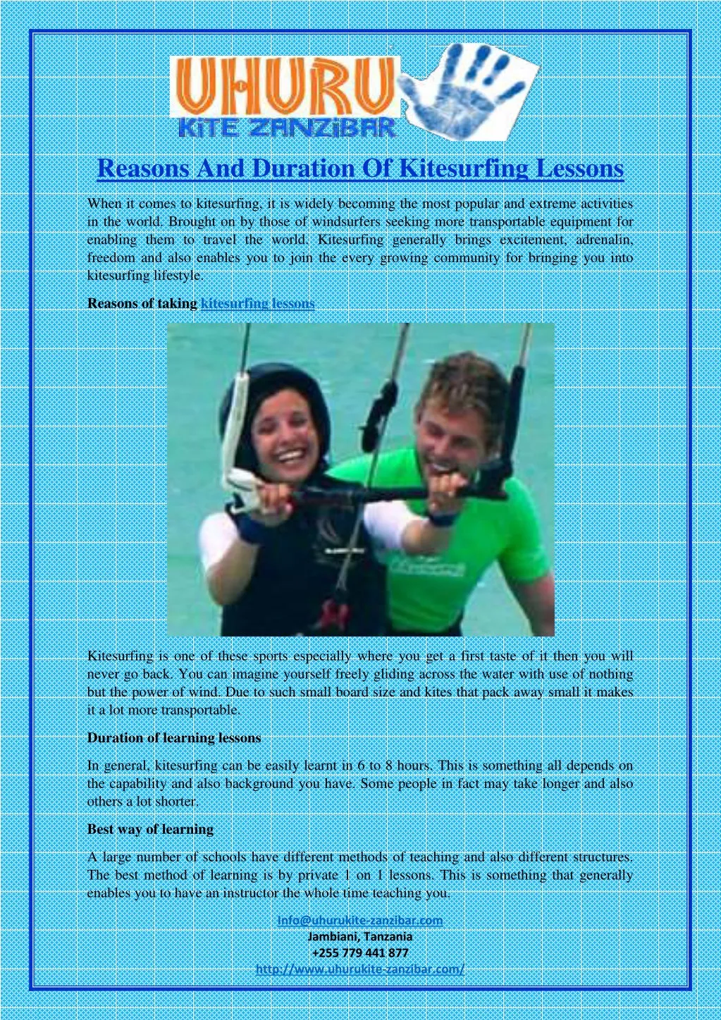 reasons and duration of kitesurfing lessons