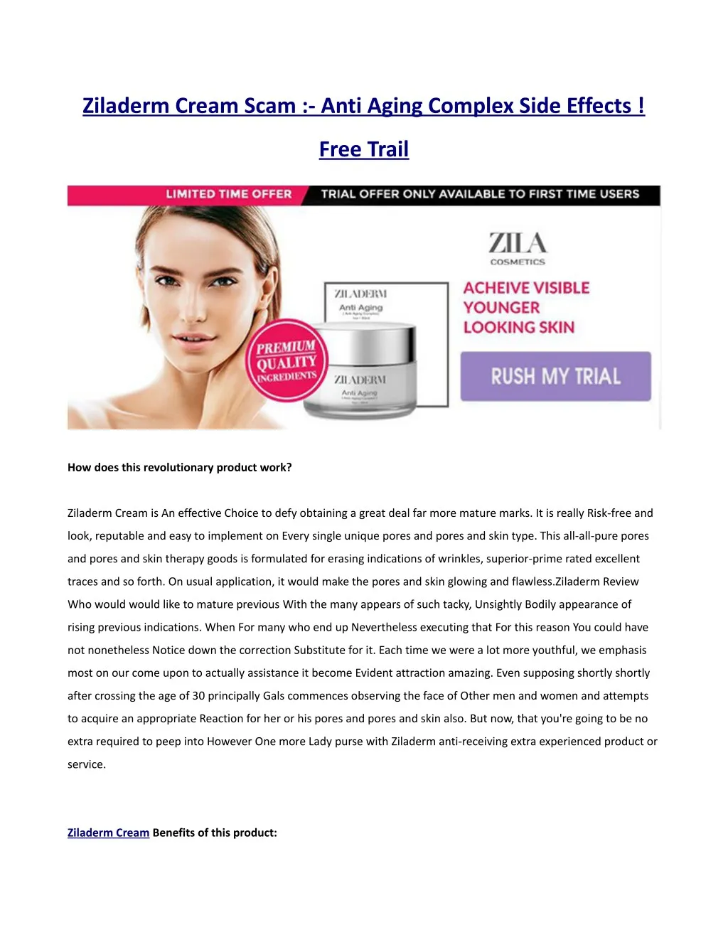 ziladerm cream scam anti aging complex side