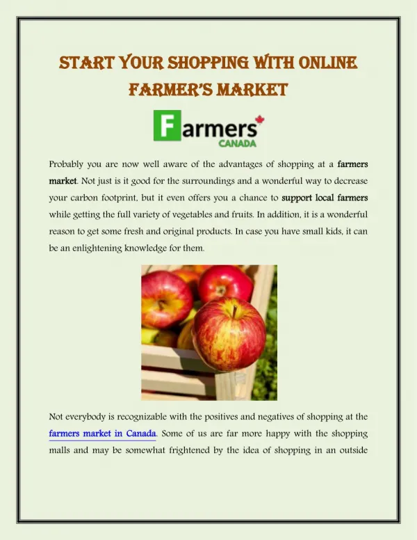 Start Your Shopping With Online Farmer