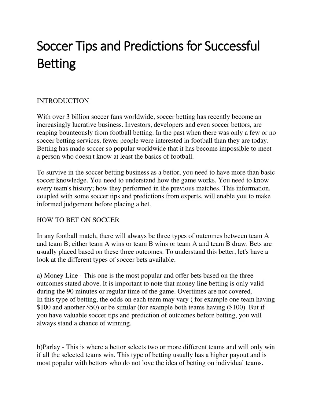 soccer tips and predictions for successful soccer