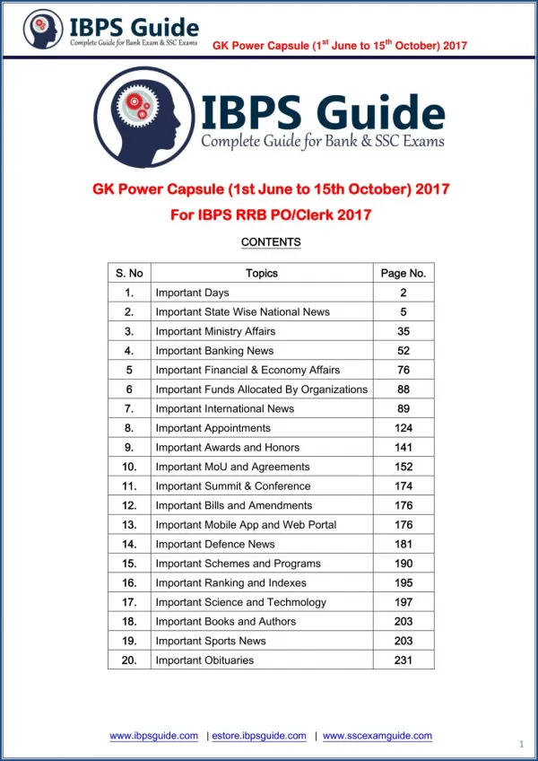 IBPS Guide GK Power Capsule 1st June-15th October 2017