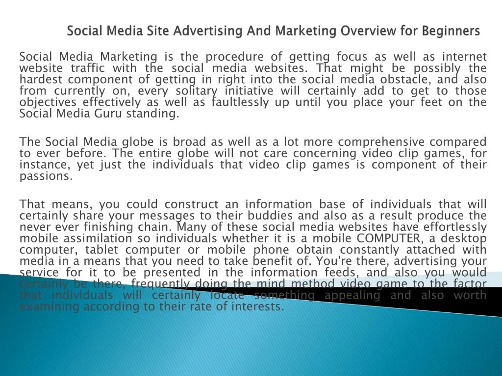 social media site advertising and marketing overview for beginners