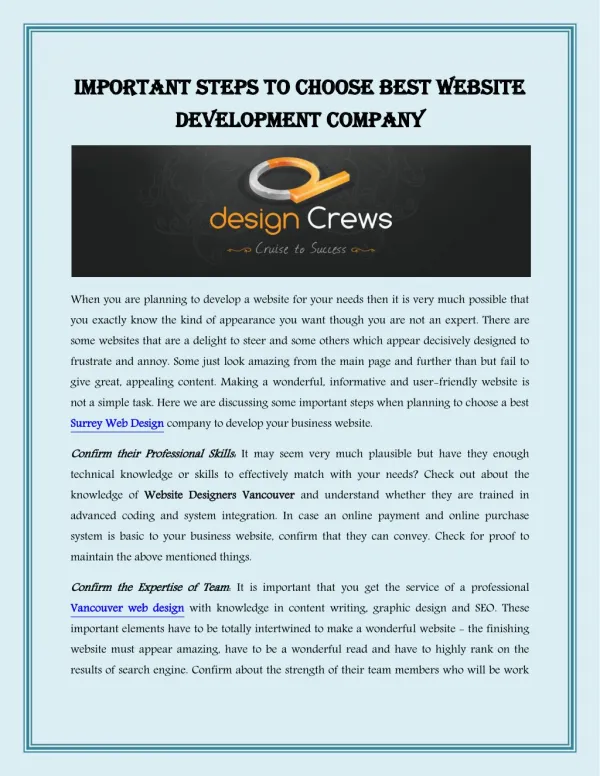 Important Steps To Choose Best Website Development Company
