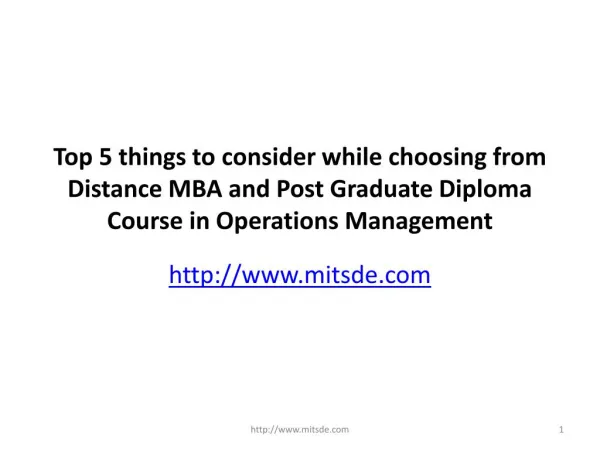 Top 5 things to consider while choosing from Distance MBA and Post Graduate Diploma Course in Operations Management