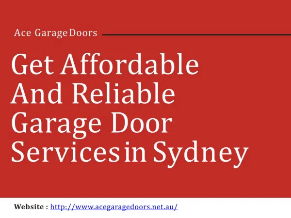 Get Affordable and Reliable Garage Door Services in Sydney