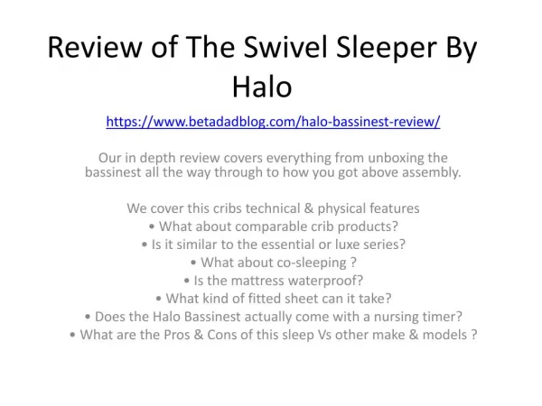 Review of The Swivel Sleeper By Halo