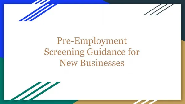 Pre-Employment Screening Guidance for New Businesses