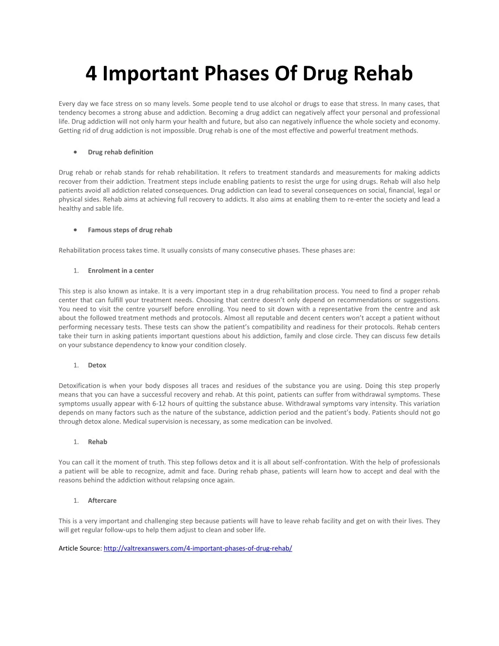 4 important phases of drug rehab