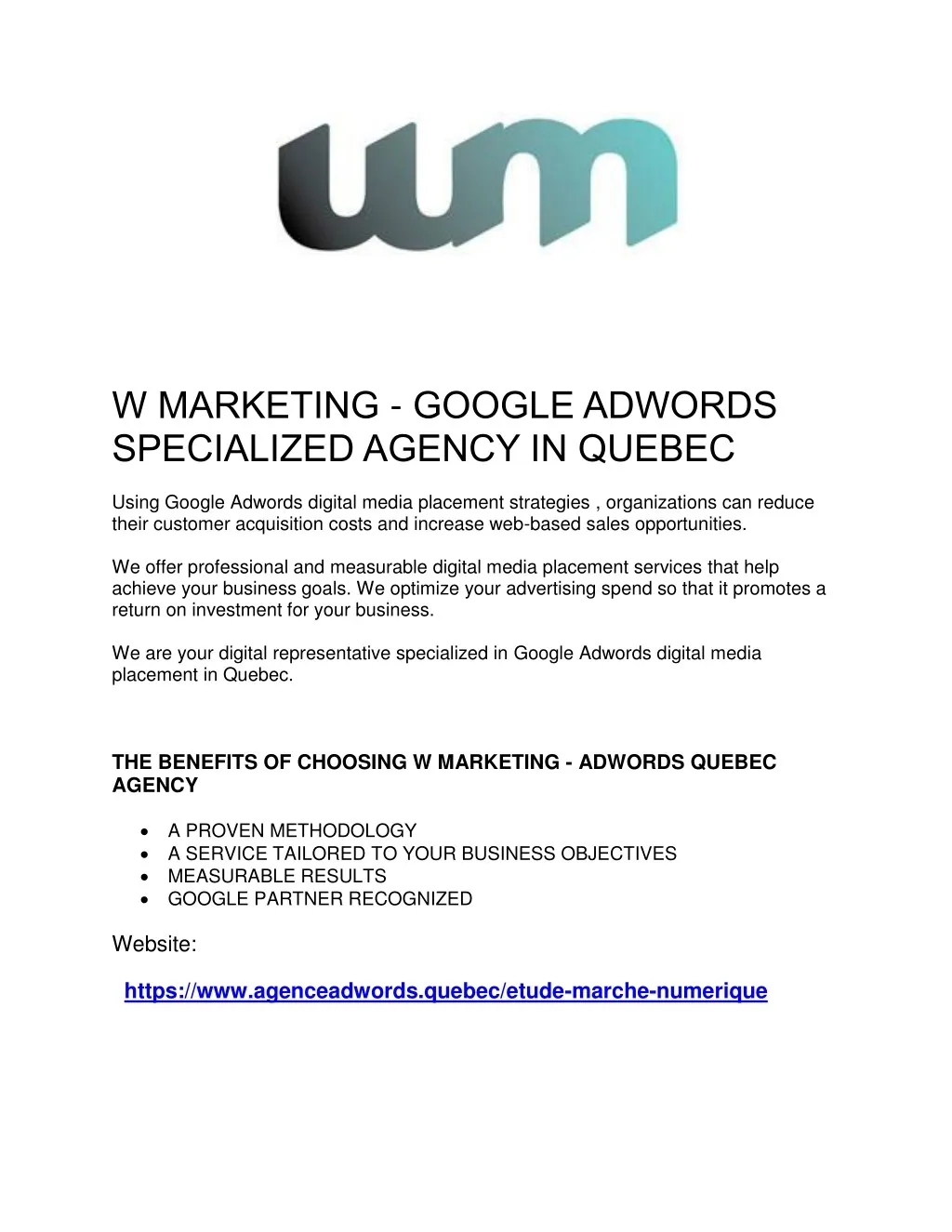 w marketing google adwords specialized agency